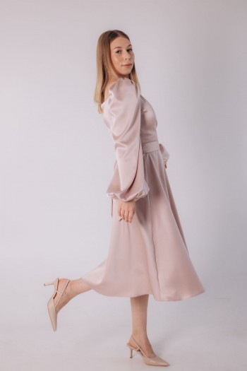 Сукня пудра довжини міді верх запах  [023-1223]