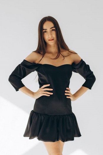 Сукня міні довжини чорного кольору корсетна [020-1124]