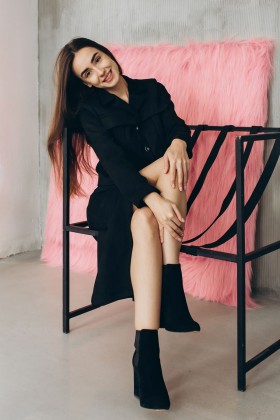 Юбка замшевая черная миди с распоркой [060-1024]