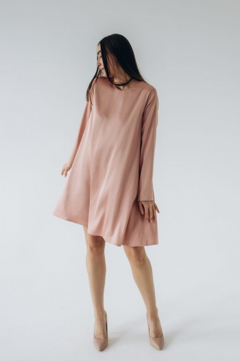 Сукня атласна пудрового кольору [023-1024]